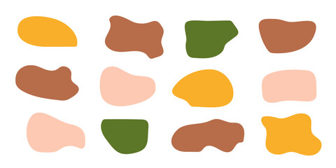 Abstract boho shapes, trendy modern organic  stains silhouettes,nature simple aesthetic elements.Modern contemporary collage, various cute blobs.Isolated. Vector illustration.