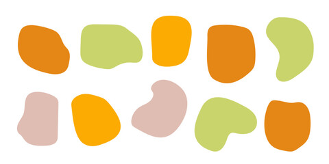 Abstract boho shapes, trendy modern organic  stains silhouettes,nature simple aesthetic elements.Modern contemporary collage, various cute blobs.Isolated. Vector illustration.