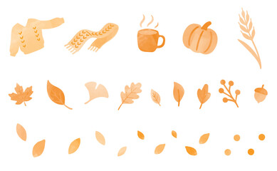 Watercolor Autumn Frame with Hot Drink and Falling Leaves