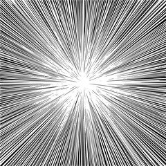 Black and white radial lines emanating from a central point creating a burst effect illustration design