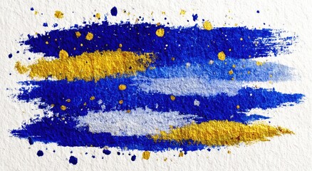 Abstract brushstrokes in shades of blue and gold