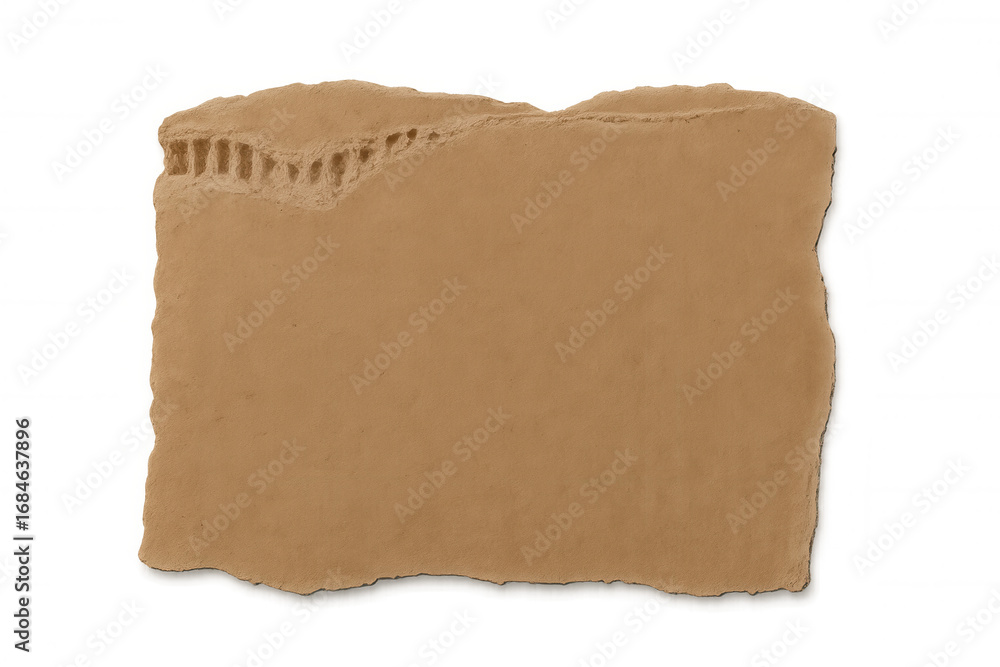 Poster piece of torn cardboard with transparent background providing ample space for adding text or designs