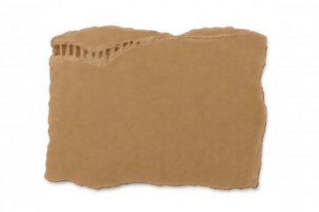 Piece of torn cardboard with transparent background providing ample space for adding text or designs
