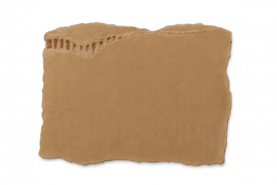 Piece of torn cardboard with transparent background providing ample space for adding text or designs
