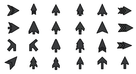 Collection of various arrow shapes and directions for graphic design and user interfaces.