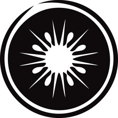 Kiwi Fruit Vector Logo in Minimalist Black and White, Ideal for Modern Branding and Visual Identity
