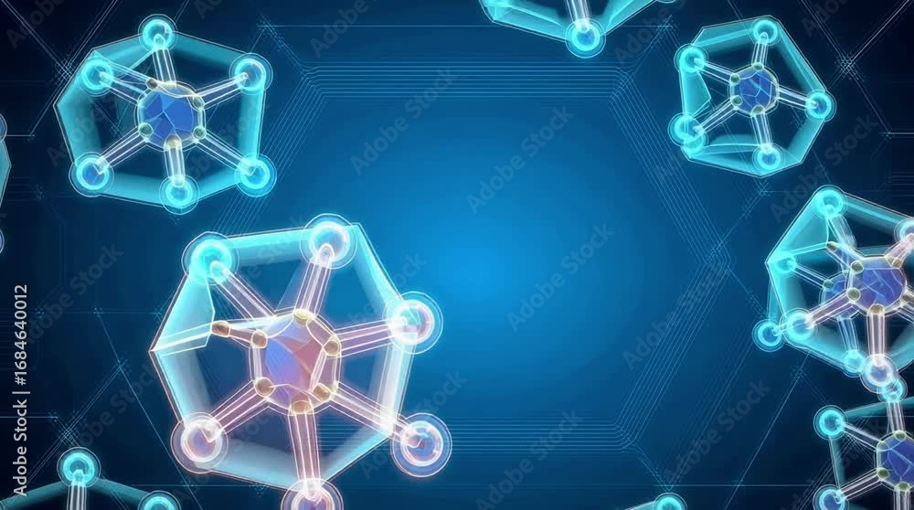 Poster molecular structure animation background loop for nanotechnology and science research
