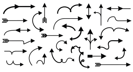 Collection of various arrow designs, pointing in different directions.