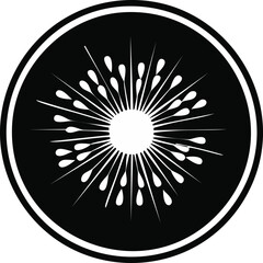 Kiwi Fruit Vector Logo in Black and White Minimalist Style, Perfect for Modern Branding and Identity Design
