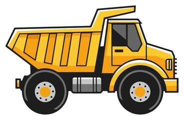 Detailed illustration of a yellow dump truck for construction projects.