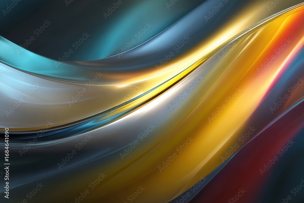 Poster colorful metallic wavy background showcasing a blend of vibrant hues and smooth transitions, creatin