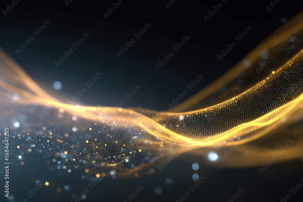 Aufkleber abstract looping video background featuring flowing golden waves and sparkling particles creating a 