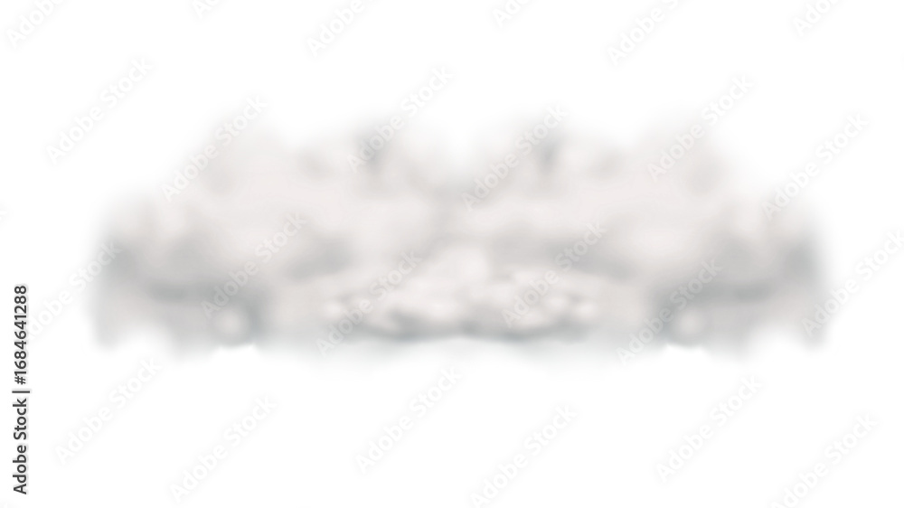 Poster transparent background of a symmetrical, fluffy white cloud formation with soft edges and a smooth t