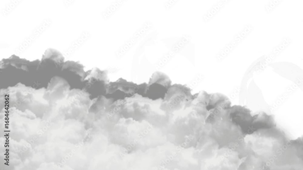 Poster A realistic, dense layer of grey storm clouds, perfect for creating dramatic and moody sky scenes with a transparent background.