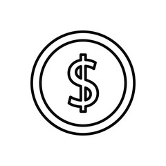 Obraz premium Minimalist dollar coin outline icon. A simple black and white vector graphic representing currency, payment, and finance
