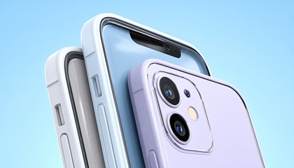 Obraz premium Two smartphones in protective cases, light-toned