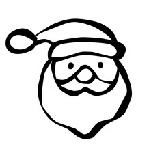 Simple Line Art Santa Claus Face Head Character Illustration