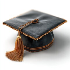 Dark gray graduation cap with gold trim