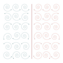 Neuroexercise 10. Graphic exercise for developing visual-motor coordination. Exercises for brain development, for the work of both hands. Vector.eps