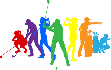 Golfers Golfing Silhouette Golf People Silhouettes