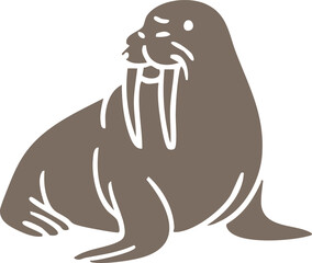 Walrus silhouette with tusks and whiskers