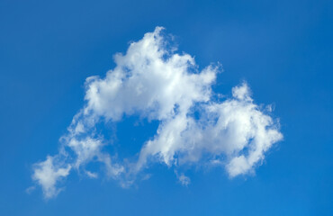 Beautiful cloudscape of nature single white cloud on blue sky background in daytime. Fabulous...