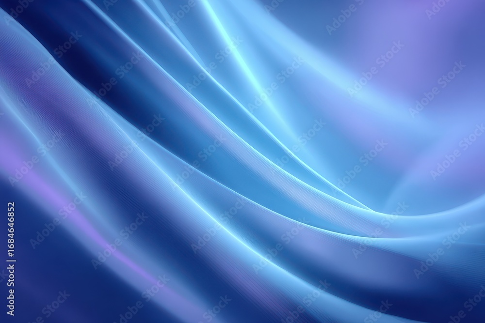 Poster blue abstract light waves gracefully flow in soft gradients, creating a calming and ethereal atmosph