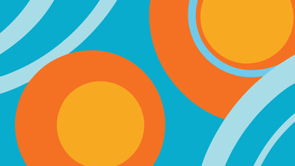 Obraz premium Abstract Circles and Arcs in Orange Blue and Light Blue background shape