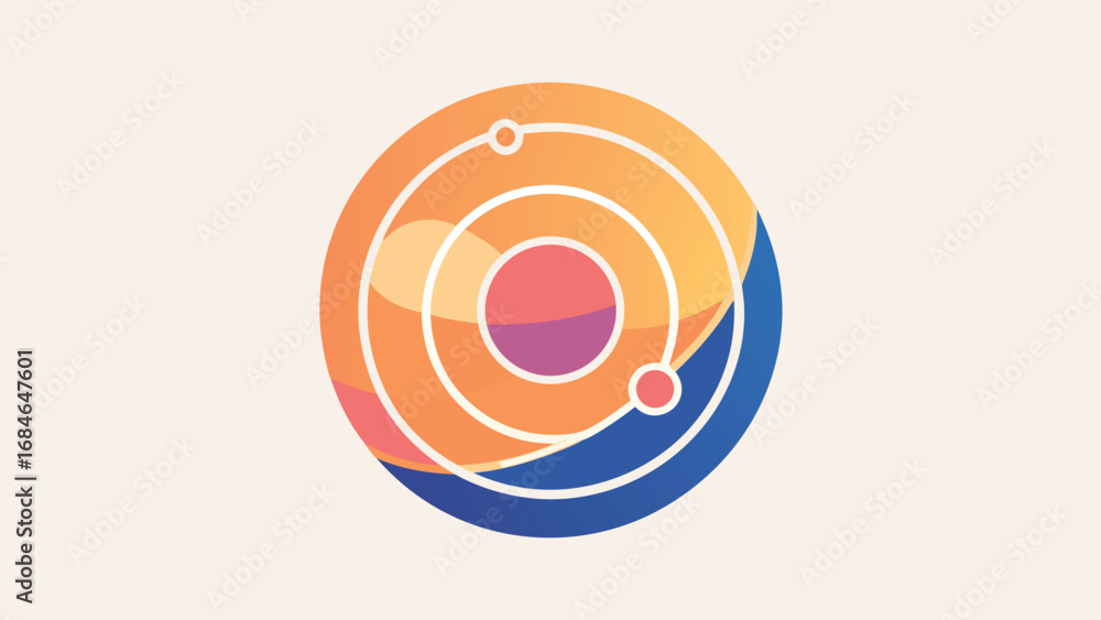 Aufkleber abstract circular diagram with orbiting elements and gradient colors vector illustration