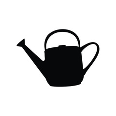 Obraz premium A stark silhouette of a watering can poised on a clean white surface, watering can silhouette vector illustration