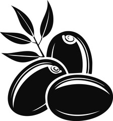 Date Fruit Vector Logo in Black and White Minimalist Style, Perfect for Modern Branding and Identity Design
