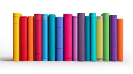 Fototapeta premium Colorful Books in a Row on White Background