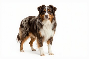 Fototapeta premium Australian Shepherd dog studio portrait, white background, pet profile