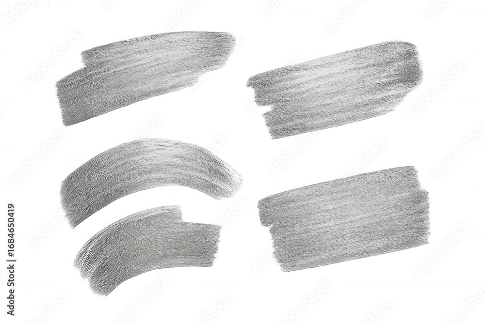 Poster silver metallic brush strokes gleaming on transparent surface, adding metallic shimmer and artistic 