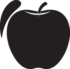 Apple in silhouette with icon white background.