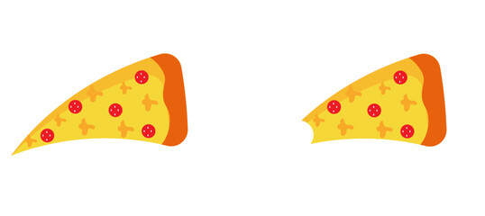  two slices of pizza.Vector pepperoni pizza slice. Fast food Illustration