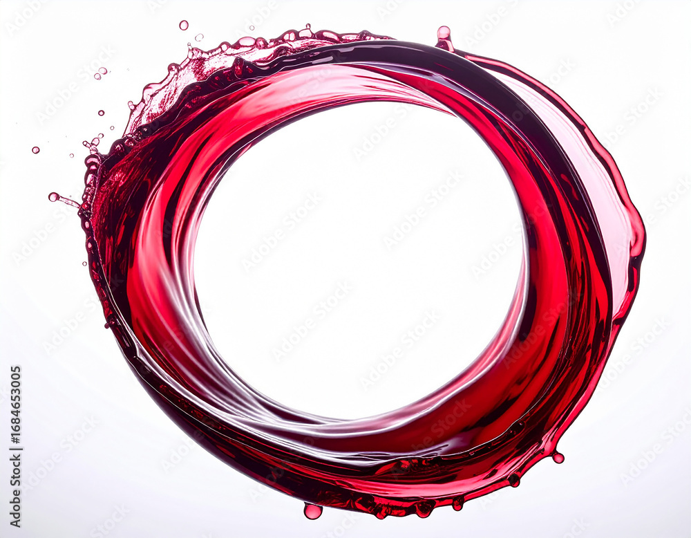 Poster swirling red liquid splash forming a circular shape circular motion fluid dynamics