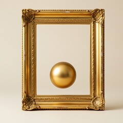 黄金の球体と華麗な額縁：静寂の美
