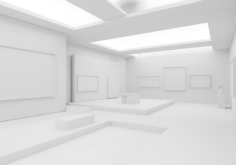 純白空間の静寂：光と影の彫刻