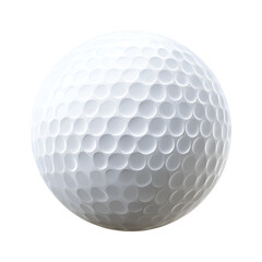 Textured White Golf Ball Isolated on Transparent Background Close-Up