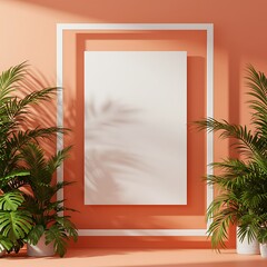 オレンジの壁、椰子の木陰、白いキャンバス