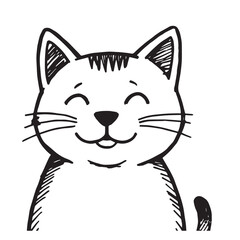 Cat Doodle Black and White Illustration Vector Image Cute Kitten Sketch Line Art Drawing Silhouette
