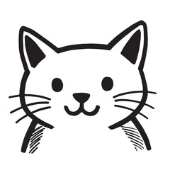 Cat Doodle Black and White Illustration Vector Image Cute Kitten Sketch Line Art Drawing Silhouette