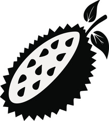 Soursop Fruit Vector Logo in Black and White Minimalist Style, Perfect for Modern Branding and Identity Design

