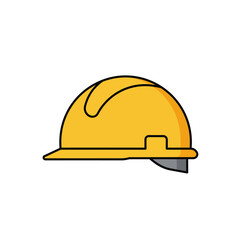 Fototapeta premium A vibrant yellow construction helmet stands out against a clean white backdrop, illustrating safety and protection in industrial or building environments.