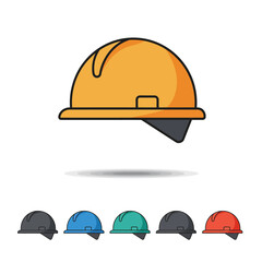Fototapeta premium A collection of colorful hard hats, essential safety gear for construction and industrial work environments.