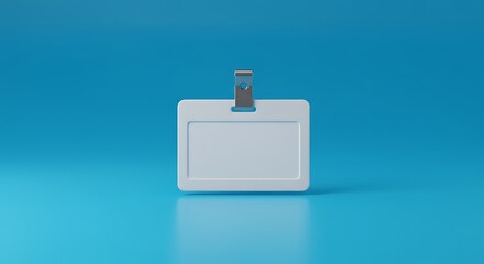青背景のシンプル名札、３Dレンダリング