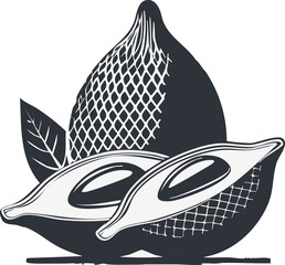 Salak Snake Fruit Vector Logo in Minimalist Black and White, Ideal for Modern Branding and Identity Design
