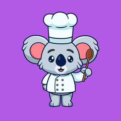 Happy Cute koala Chef . Animal Food Icon Concept