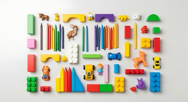 Toy Blocks and Crayons Still Life